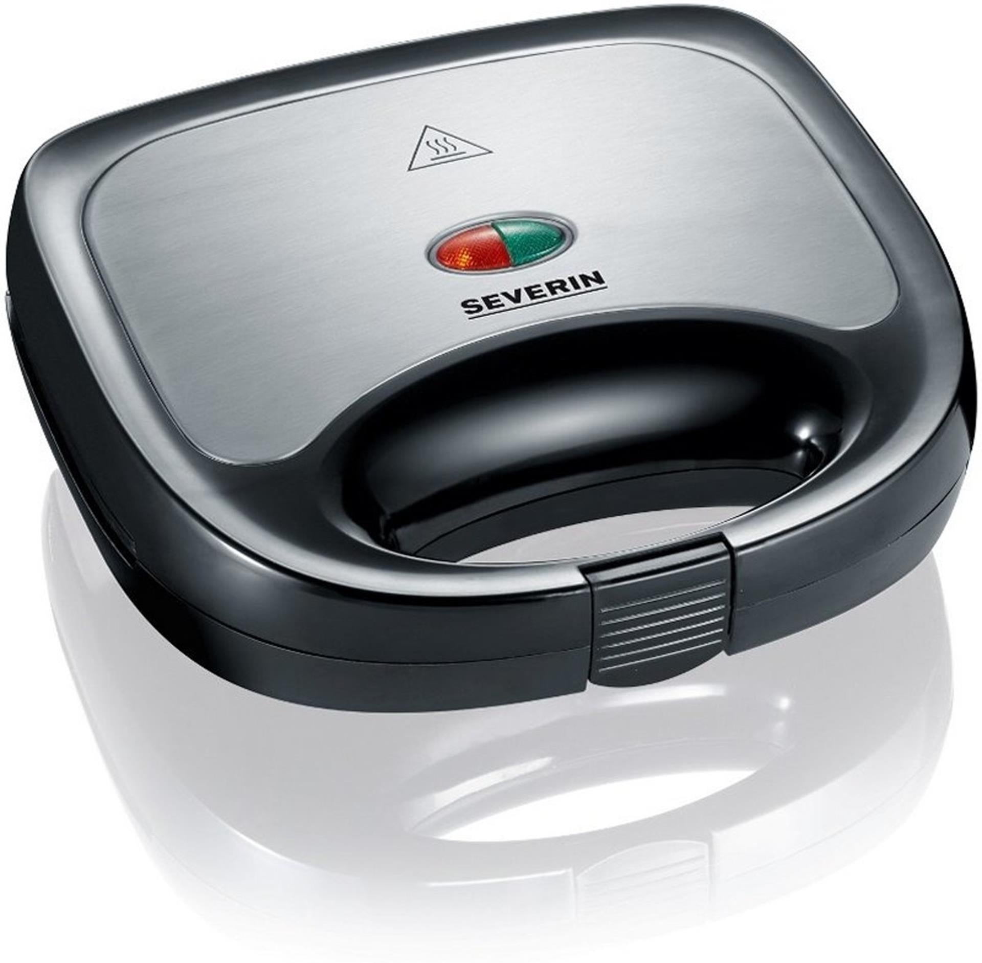 Severin tosti apparaat sandwichtoaster 600w geborsteld rvs-zwart