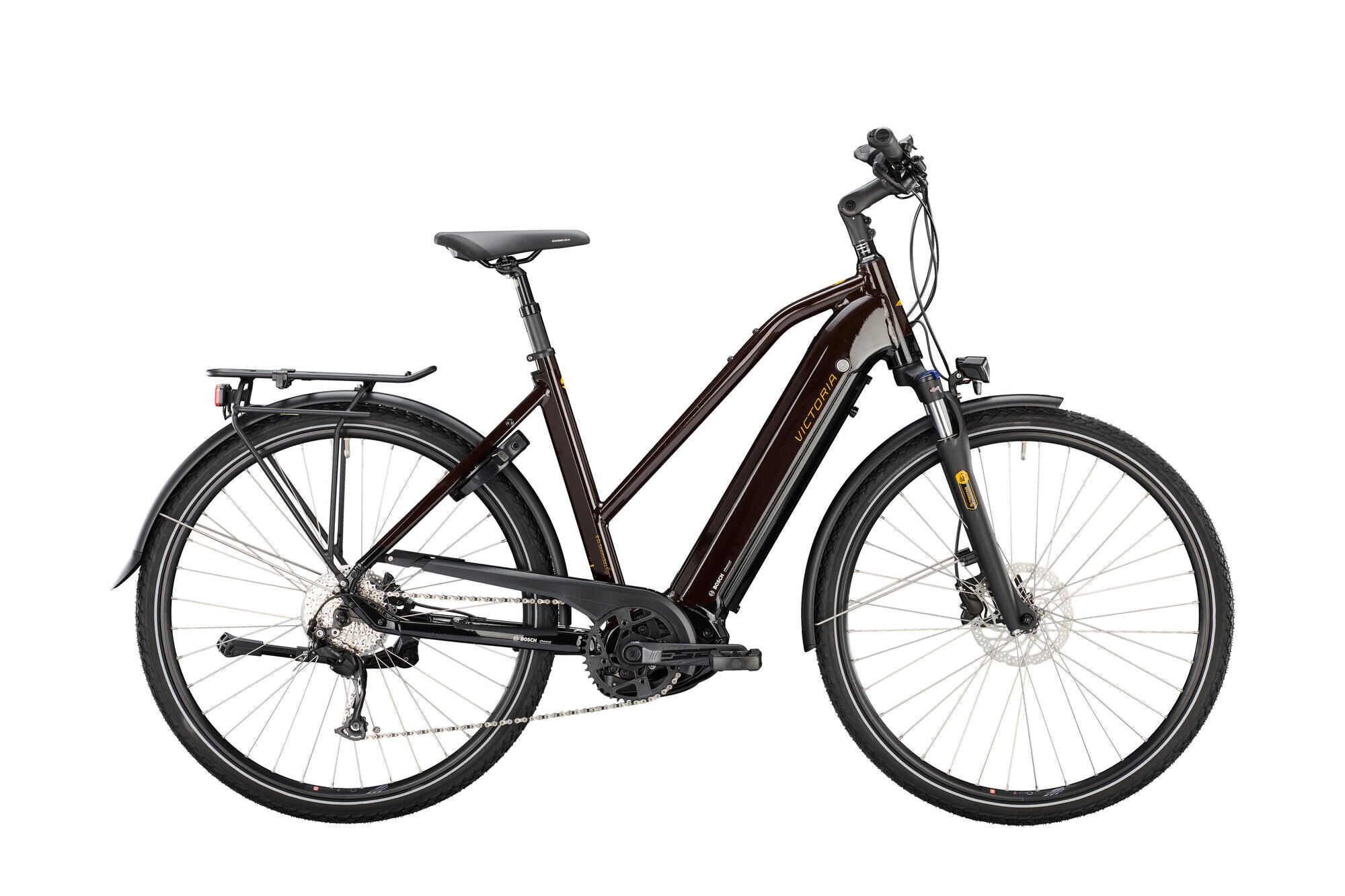 Victoria elektrische trekkingfiets etrekking 12.8 mod. 22 ebike vict. e-trek. 12.8 28 48 trap. 9sp brown