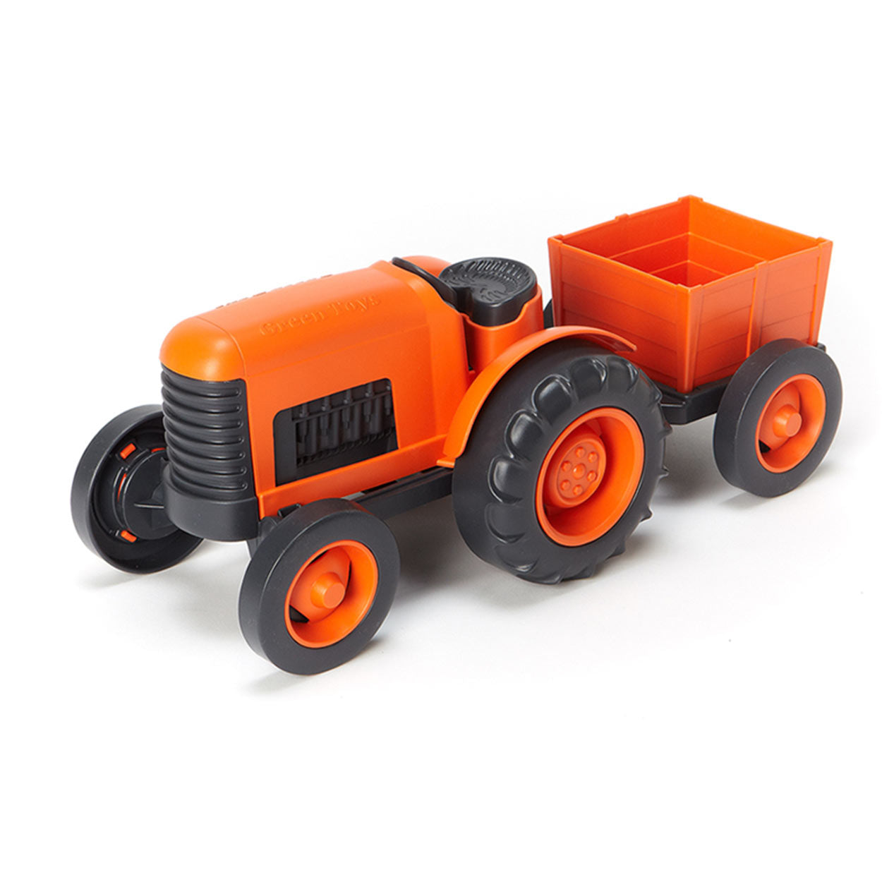 Green toys tractor met aanhangwagen - oranje