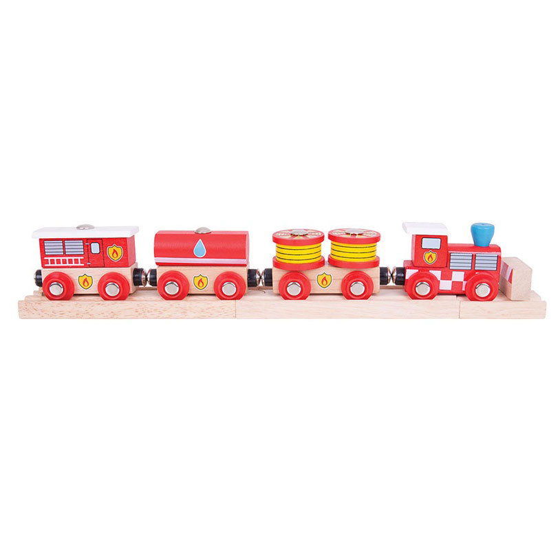 Bigjigs rail brandweer houten treinset met spoor