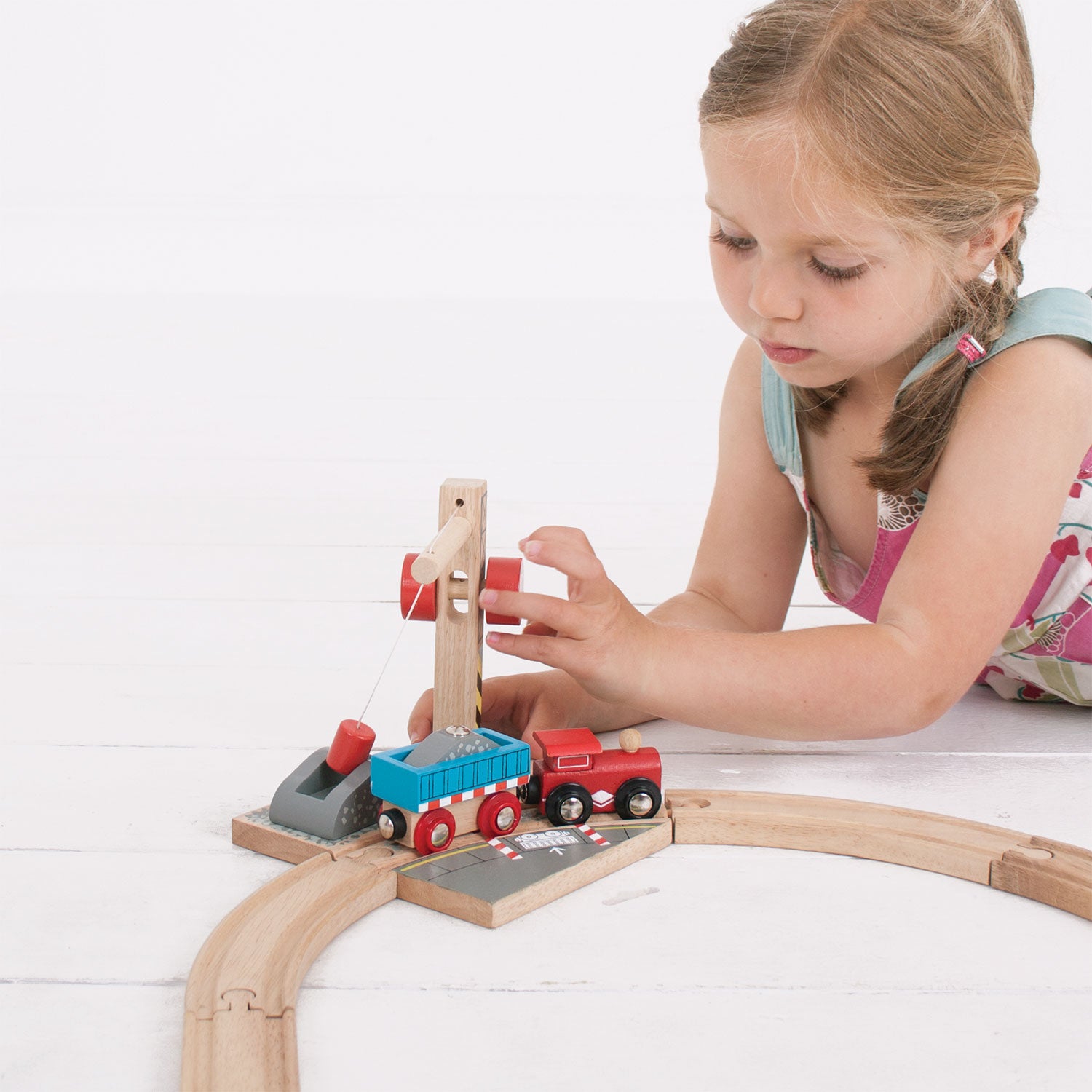 Bigjigs Houten Rails Grind Kraan