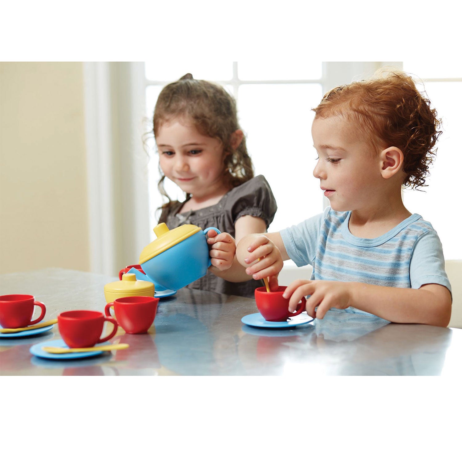 Bigjigs groene speelgoed theeset, 17dlg.