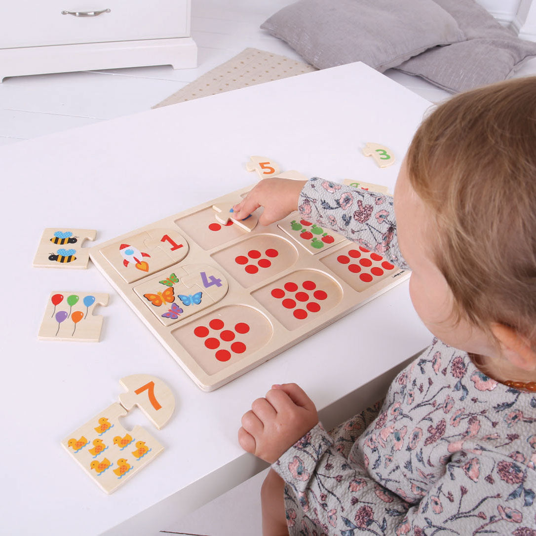 Bigjigs toys bigjigs houten leerpuzzel getallen, 18dlg.