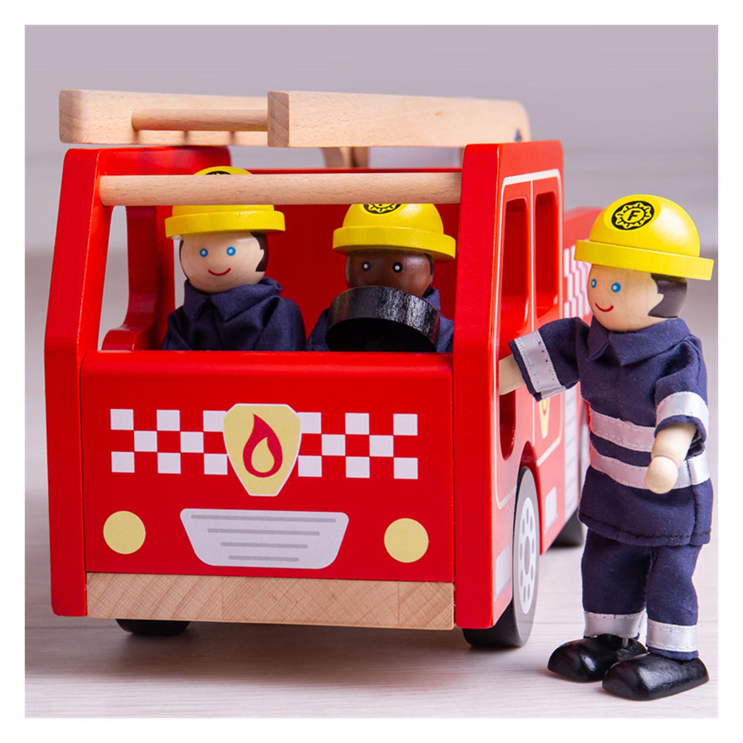 Bigjigs houten brandweerwagen
