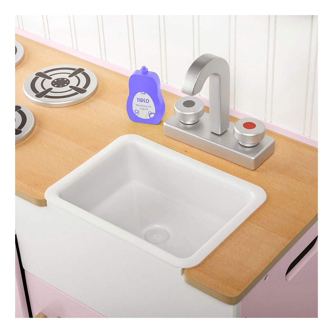 Tidlo houten speelkeuken landelijk roze, 7dlg.