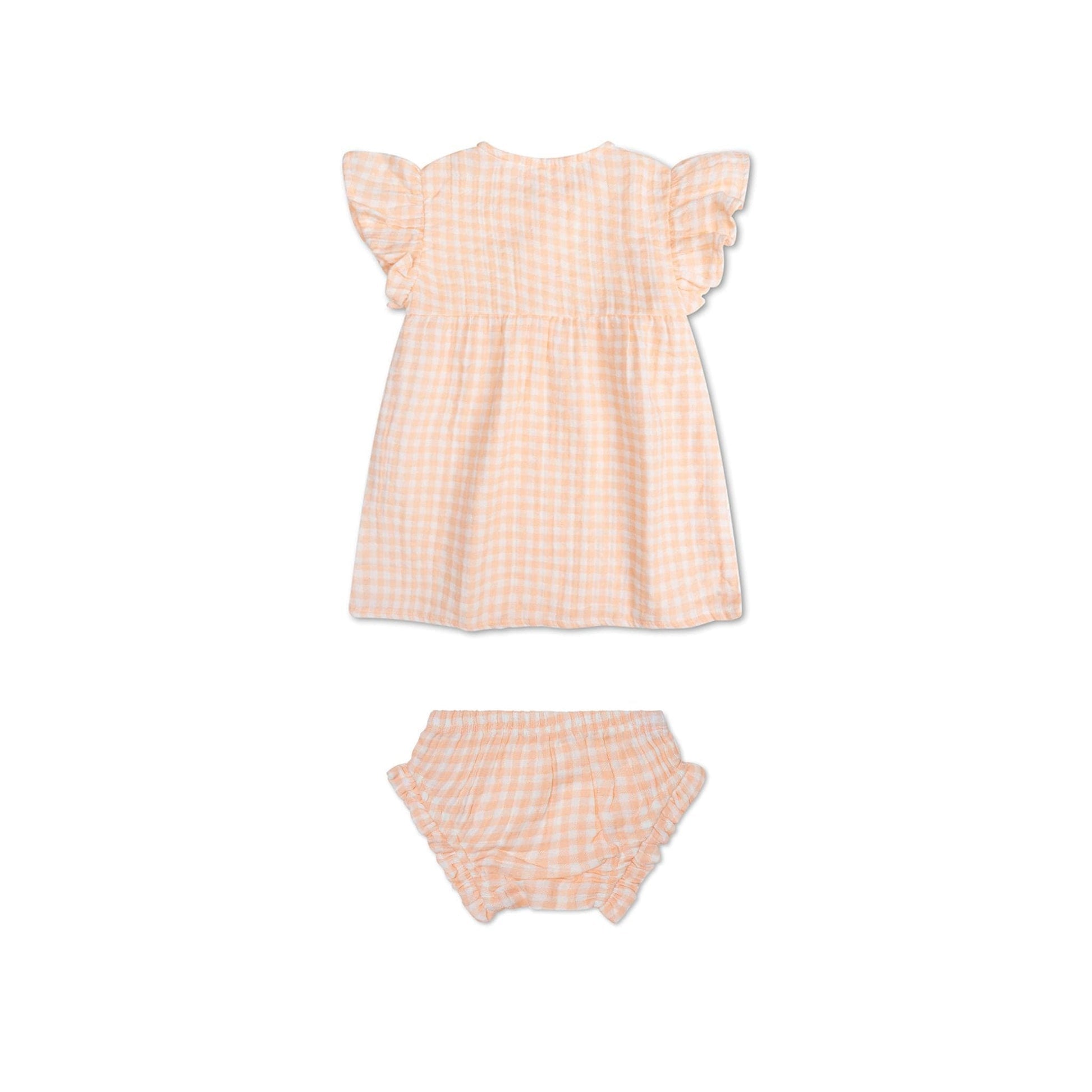 Sunset grid | oranje wit meisjes set strand - muslin