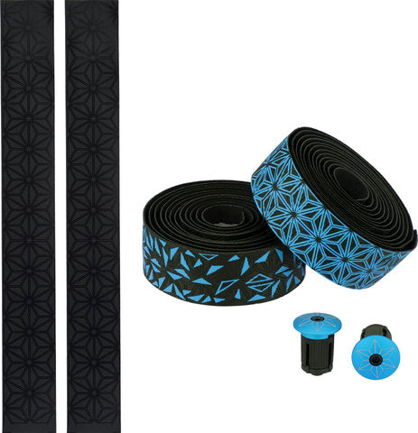 Supacaz - super sticky kush star fade stuurlint zwart neon blauw inclusief aluminium neon blauwe stuurplug