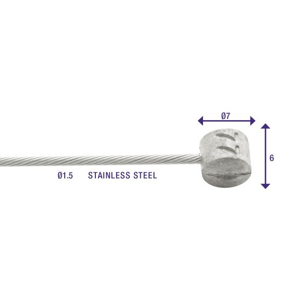 Rem binnenkabels Elvedes 2250mm RVS Slick Ø1,5mm T-nippel (100 stuks)