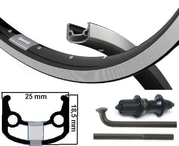 Kgs achterwiel 622 shim ryde sputnikvelg cass 8 9 10 speed uitval zwart zwart zwart