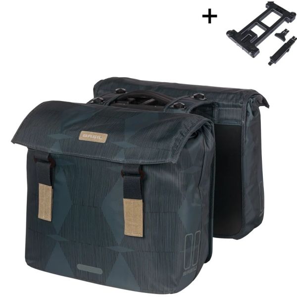 Basil dubbele fietstas elegantie mik 40-49 liter - estate blauw