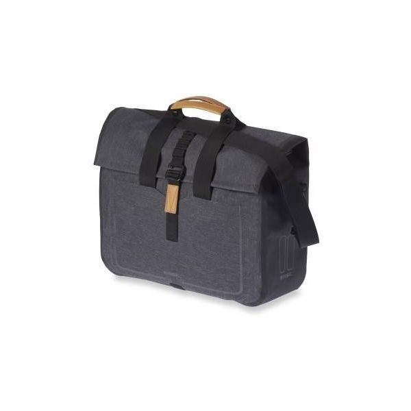 Basil Urban Dry Business Bag - waterdichte fietsschoudertas, 20L inhoud, houtskool melee