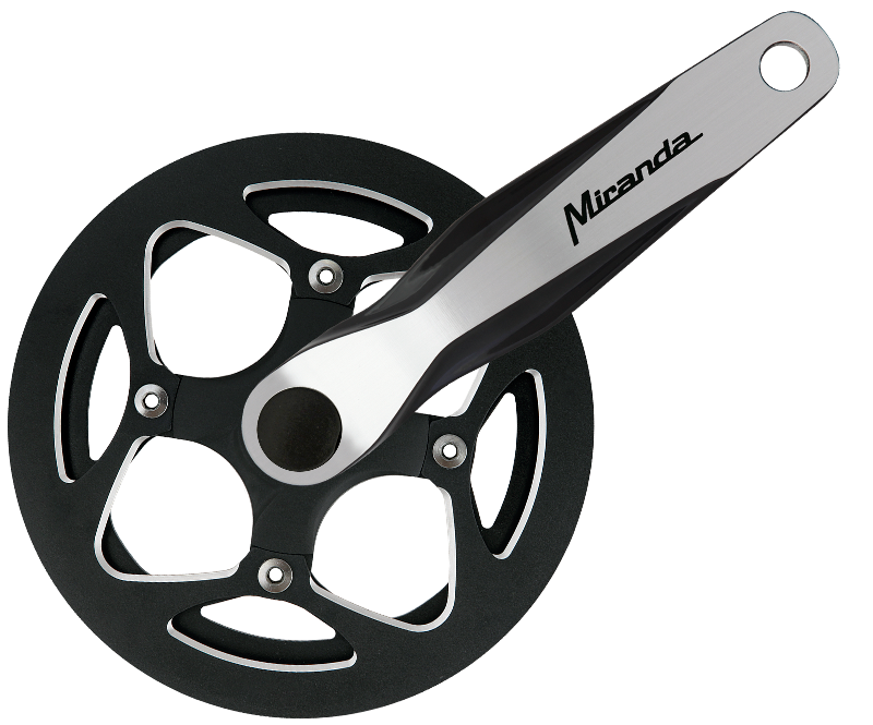 Miranda crankstel alfa 1r plus 46 tands 3 32 blads staal crank alu zwart