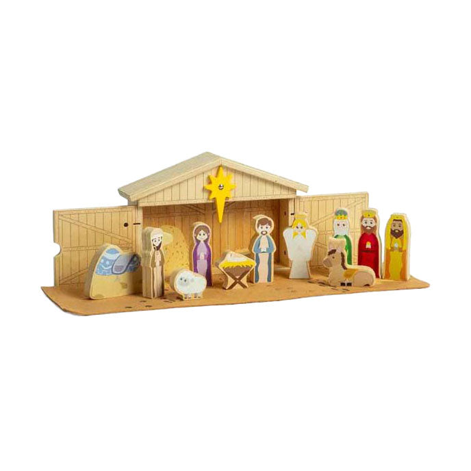 Bigjigs houten kerststalset, 13dlg.