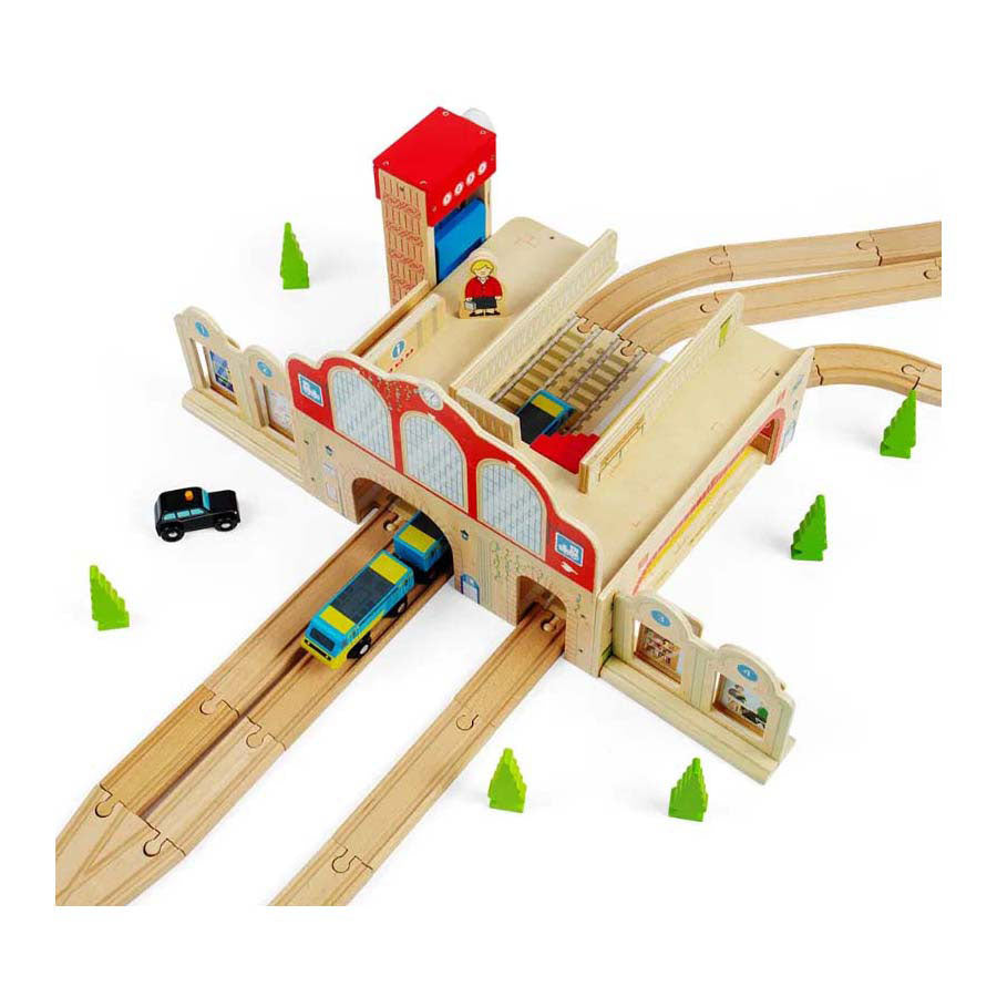 Bigjigs houten treinstation speelgoed - merkloos