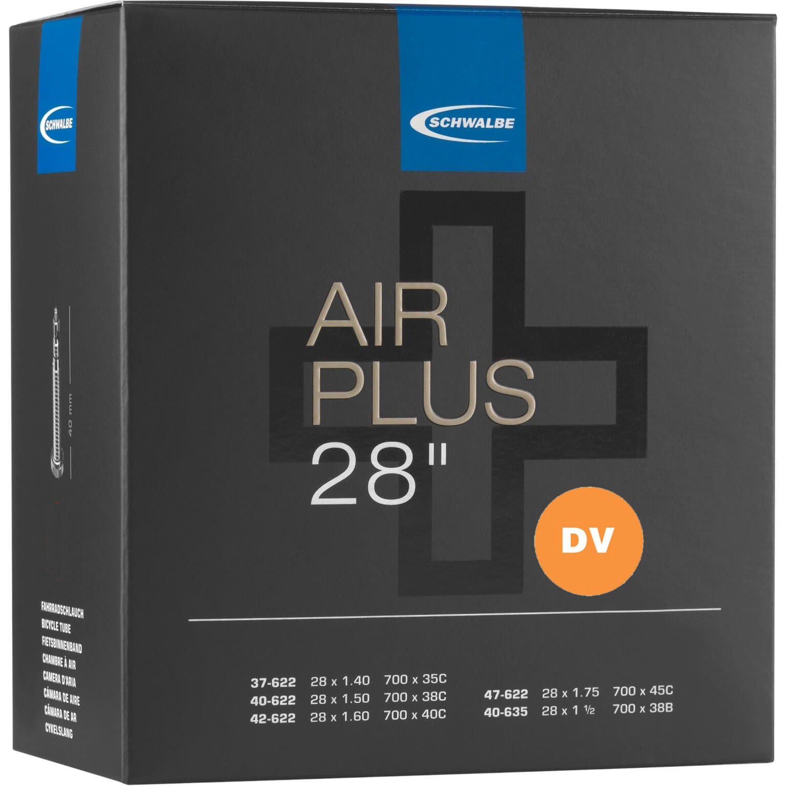 Chambre à air Schwalbe DV17AP Air Plus 28 37 47-622 635 - valve 40mm