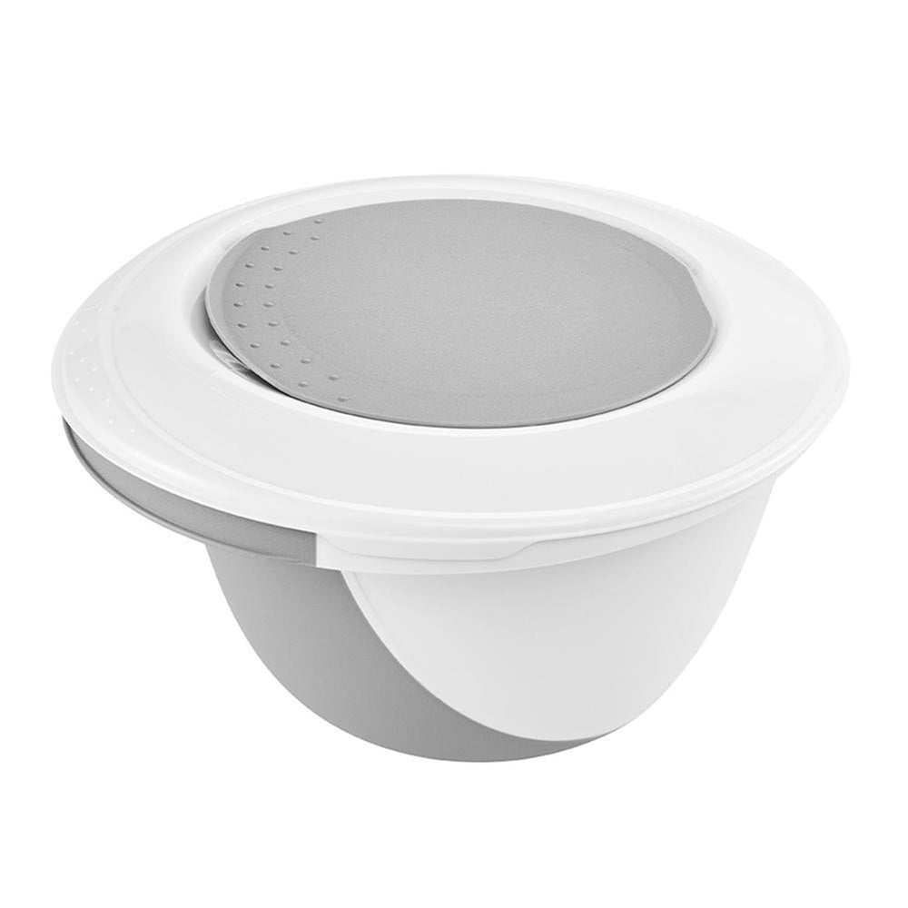 Keeeper mengkommenset anti-slip met deksel en deegschraper 1,5l + 3,5l ã˜18x14cm ã˜27x15cm nordic grey