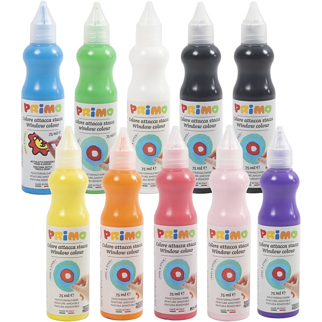 Primo raamverf, diverse kleuren, 10x75 ml 1 doos