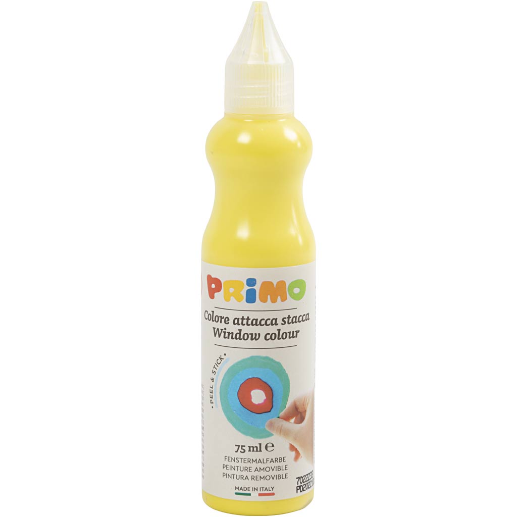 Primo raamverf, d: 3,2 cm, ca. 75 ml, geel, 75 ml 1 fles