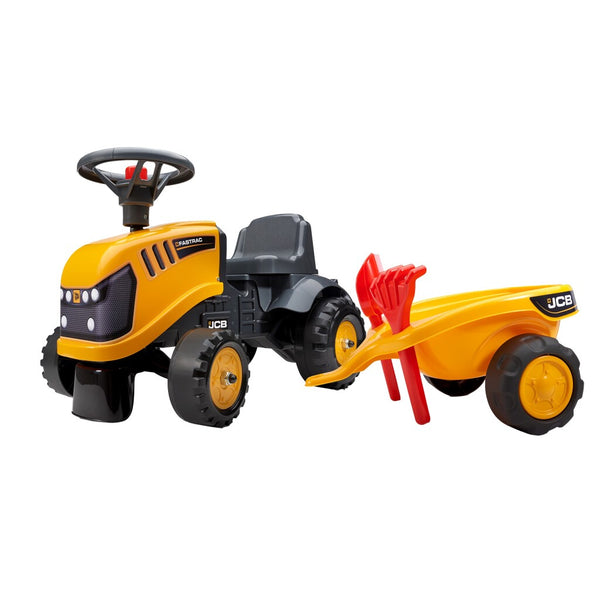 Falk jcb oranje tractor met aanhangwagen voor kinderen van 1-3 jaar - uni