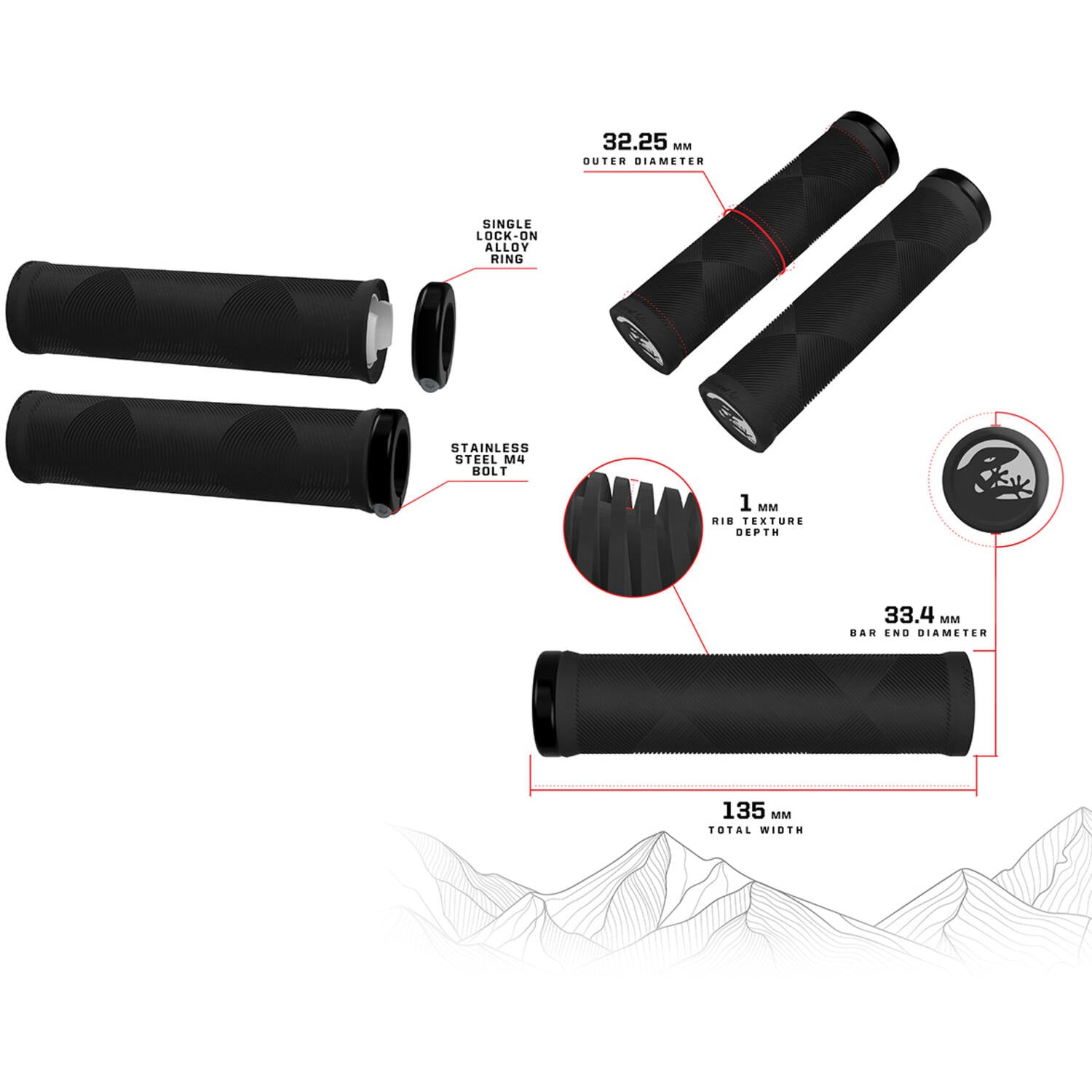 Lizard skins - strata single lock-on handvatten jet black