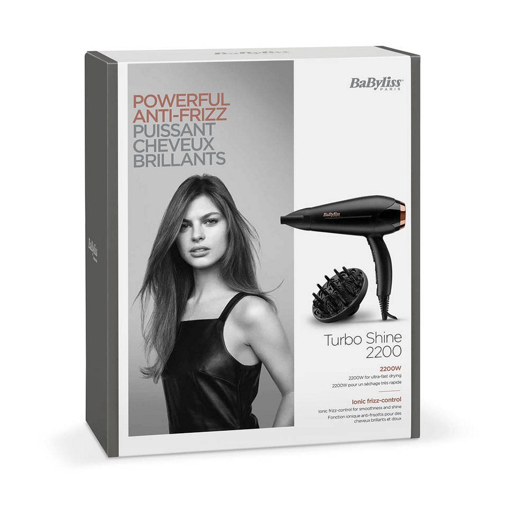 Babyliss Babyliss D570DE Turbo Shine F ouml;hn 2200W Zwart Rosé eacute;