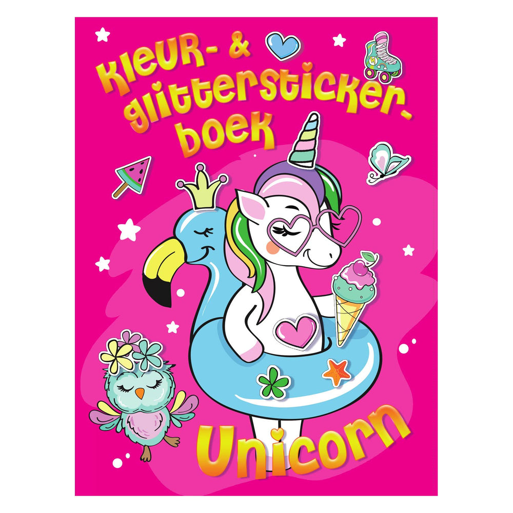 Kleur- Glitter Stickerboek Eenhoorn