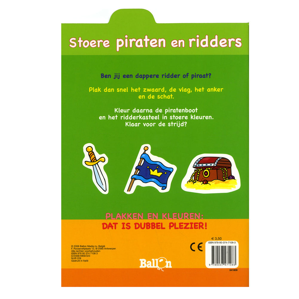 Standaard uitgeverij plakken en kleuren - stoere piraten en ridders, 4-6 jaar