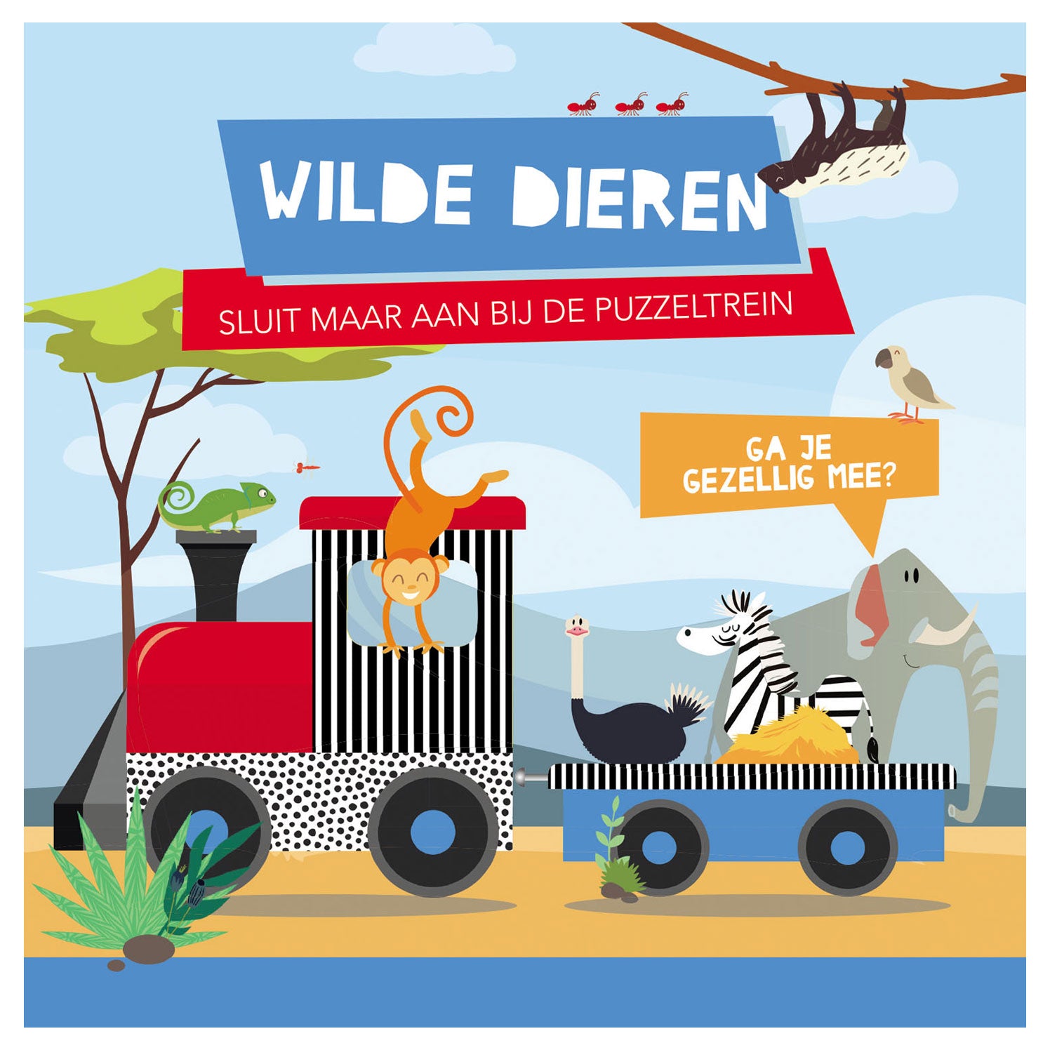 Lantaarn uitgeverij boek en puzzeltrein wilde dieren