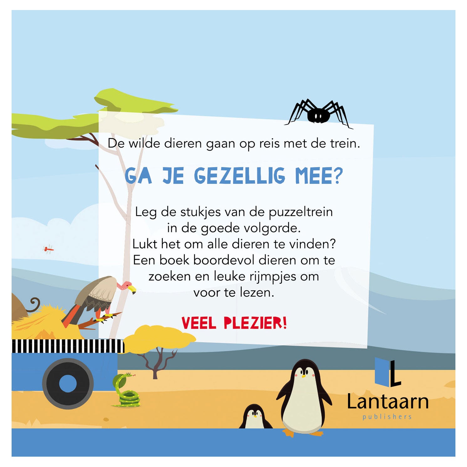 Lantaarn uitgeverij boek en puzzeltrein wilde dieren