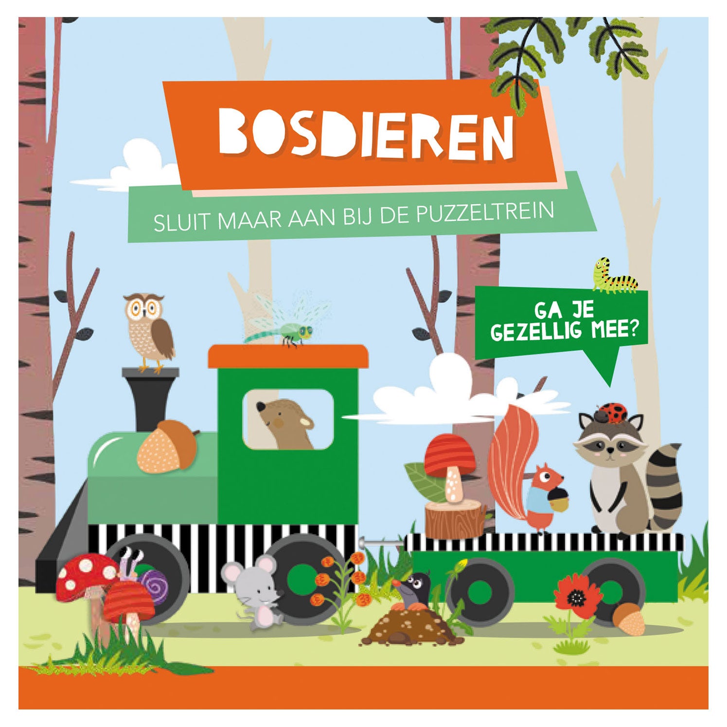 Lantaarn uitgeverij boek en puzzeltrein bosdieren