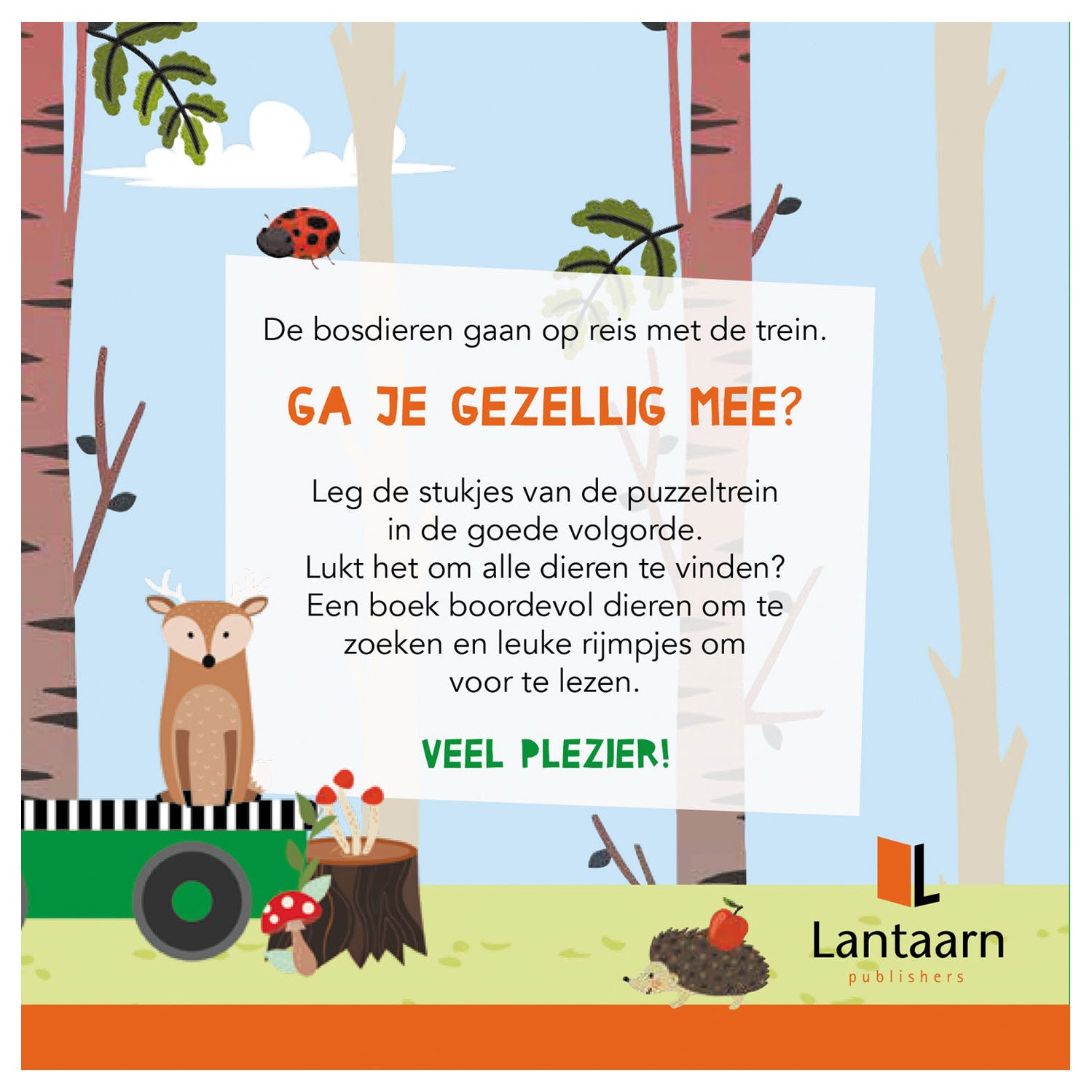 Lantaarn uitgeverij boek en puzzeltrein bosdieren