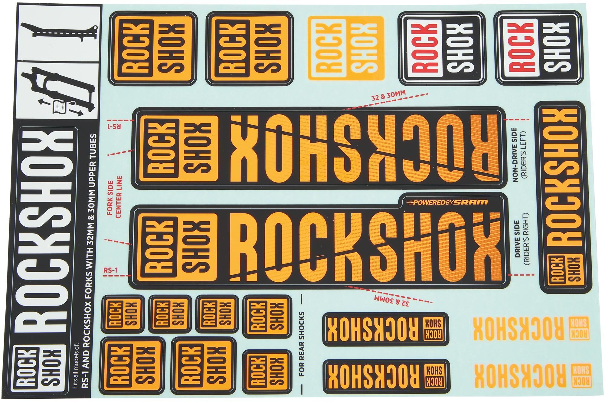 Rockshox decor set decal set orange