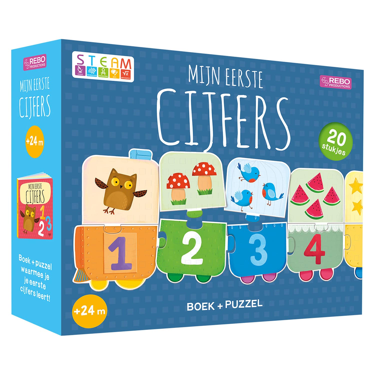 Rebo uitgevers mijn eerste cijfers puzzeltrein + boek