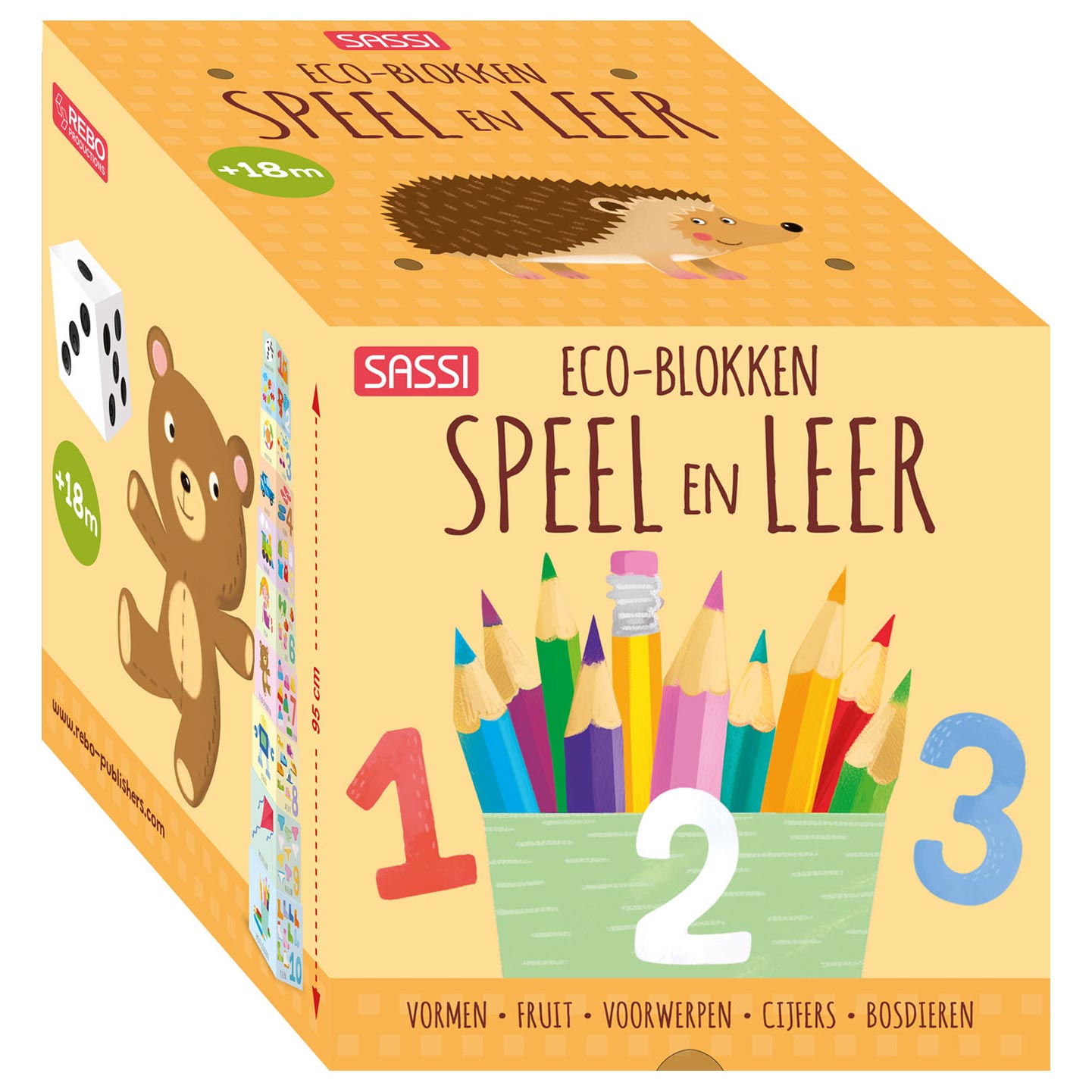Rebo uitgeverij stapeltoren eco-blokken speel en leer + boek