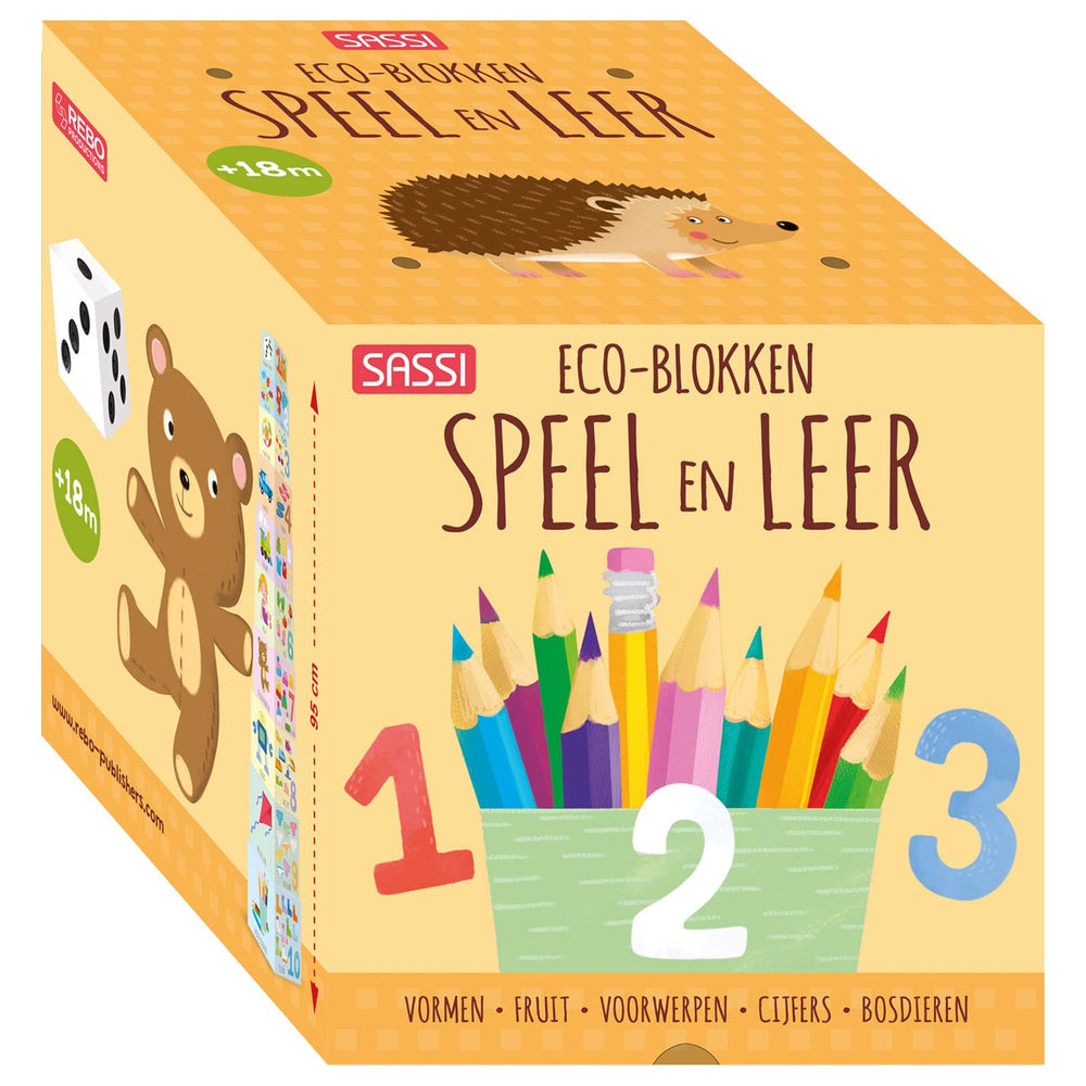 Rebo uitgeverij stapeltoren eco-blokken speel en leer + boek
