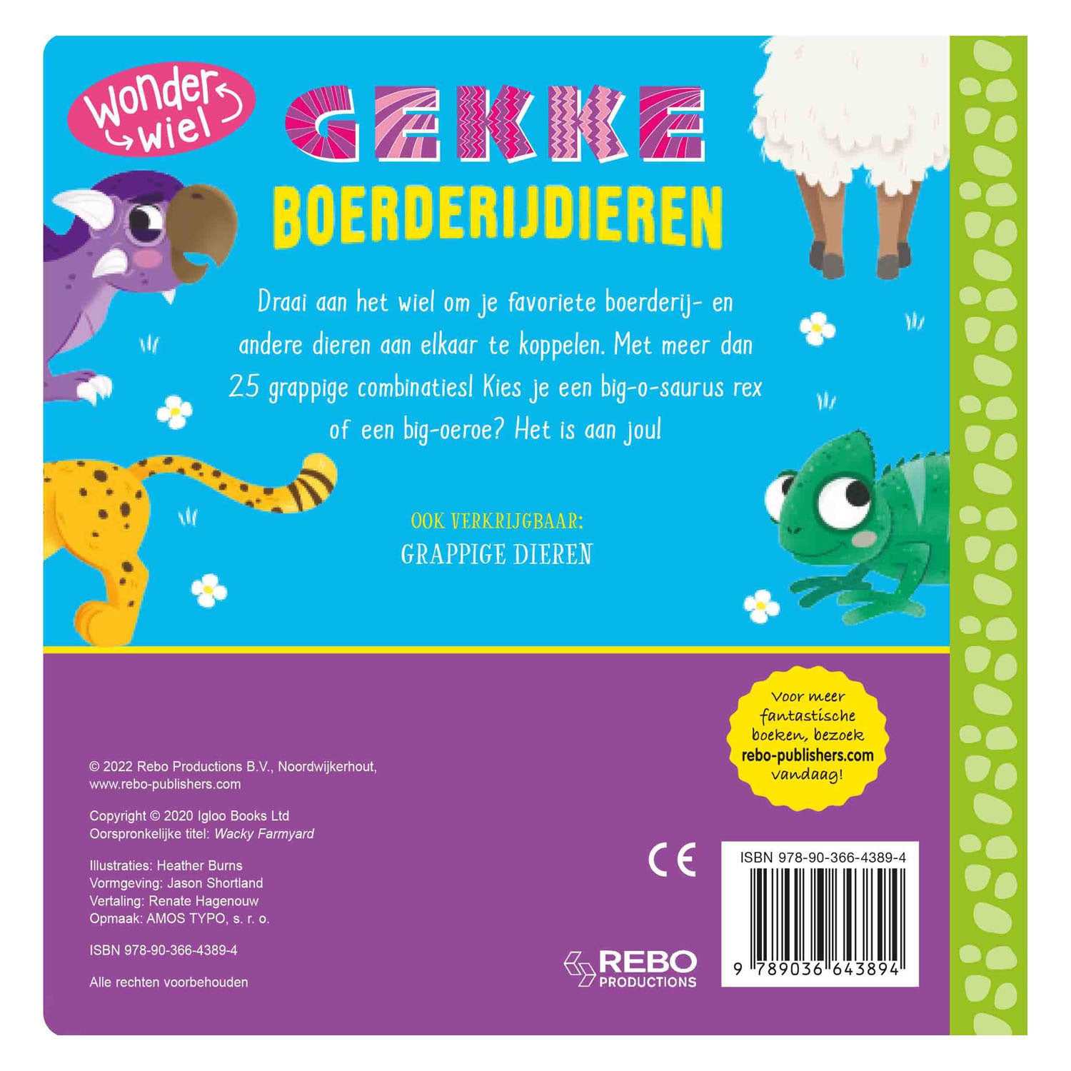 Rebo uitgeverij gekke boerderijdieren - wonderwiel