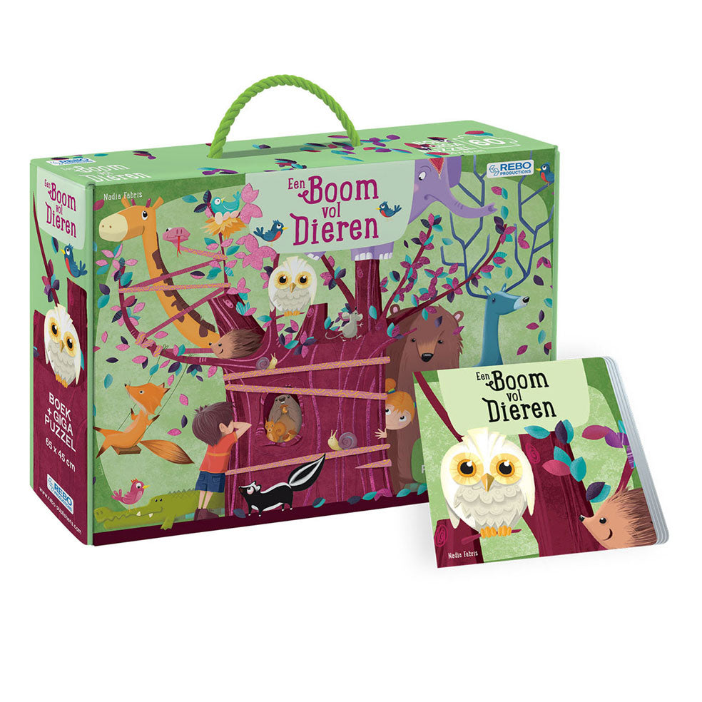 Rebo uitgeverij boom vol dieren - boek + puzzel