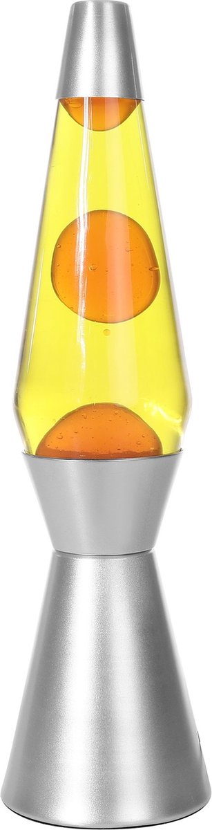 I-total lavalamp - lava lamp - sfeerlamp - 40x11 cm - glas aluminium - 30w - geel met oranje lava - zilvergrijs - xl1786