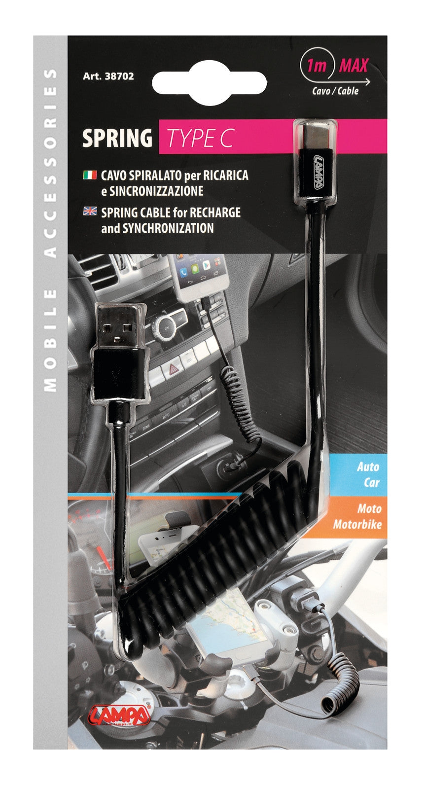 Oplaadkabel Type C Optiline 100cm - zwart