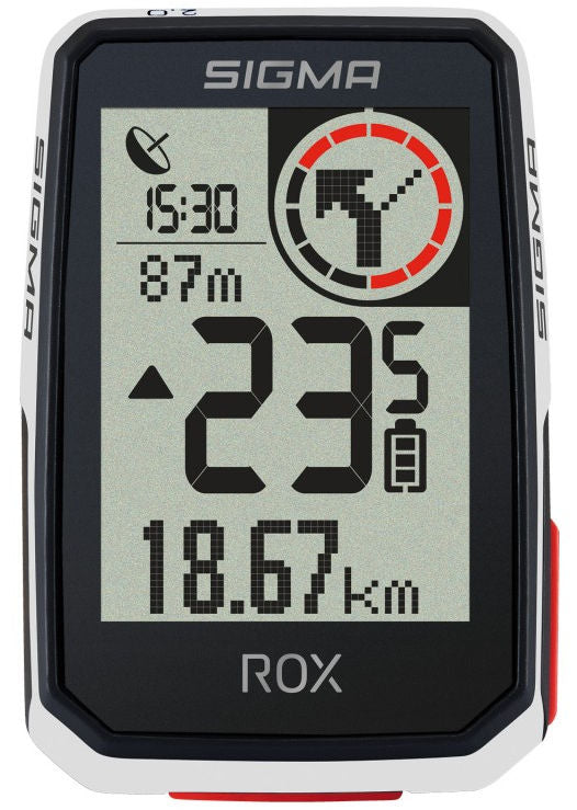 Sigma rox 2.0 gps zw wit standaard stuurhouder + usb-c oplaadkabel