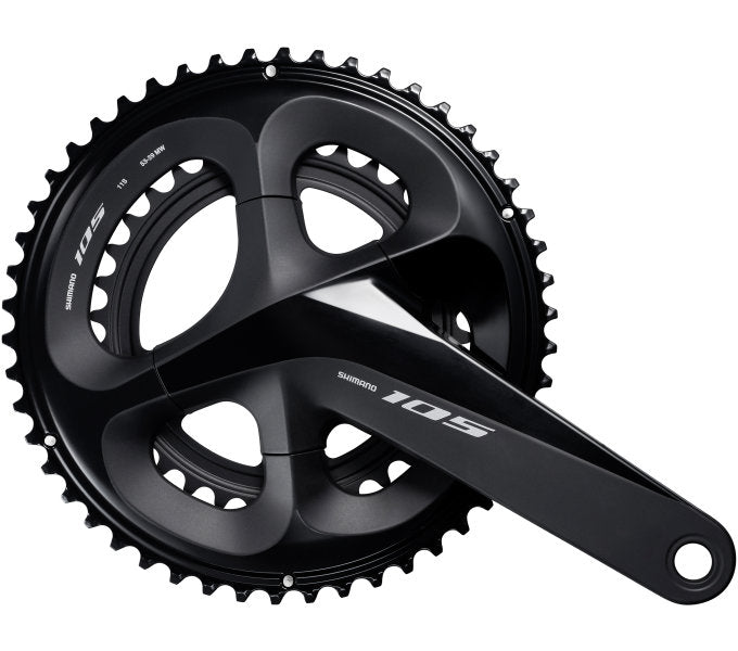 Crankstel 2 x 11 speed Shimano 105 FC-R7000 172,5 53-39T met holle as - zwart