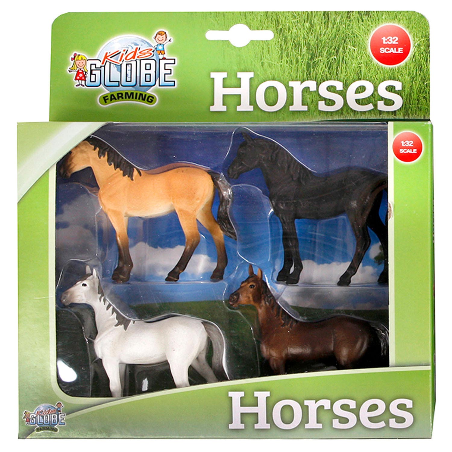Kids globe paarden, 4st. 1:32