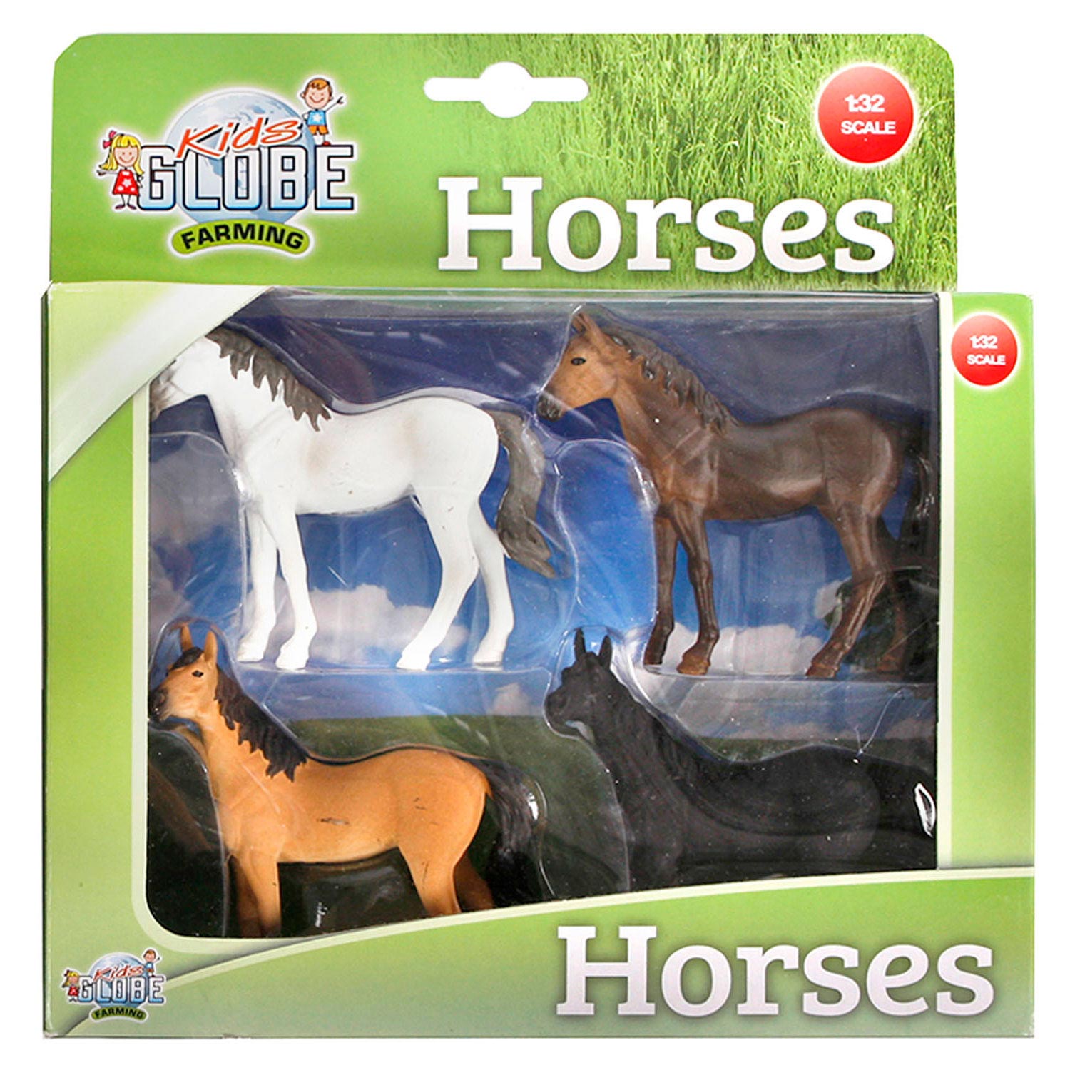 Kids globe paarden, 4st. 1:32