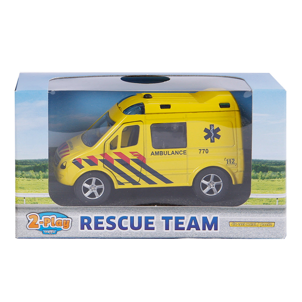 2-Play gegoten Pull Back Ambulance NL Licht en Geluid