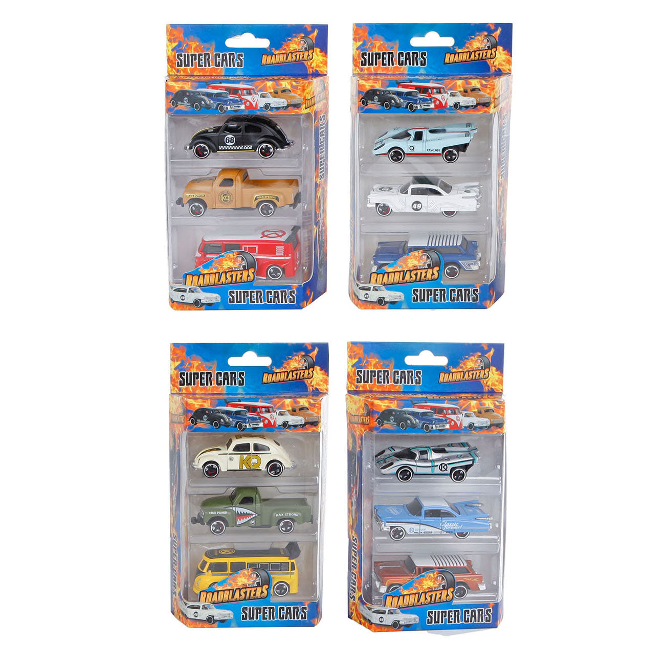 Roadblasters gegoten superauto's, 3st.