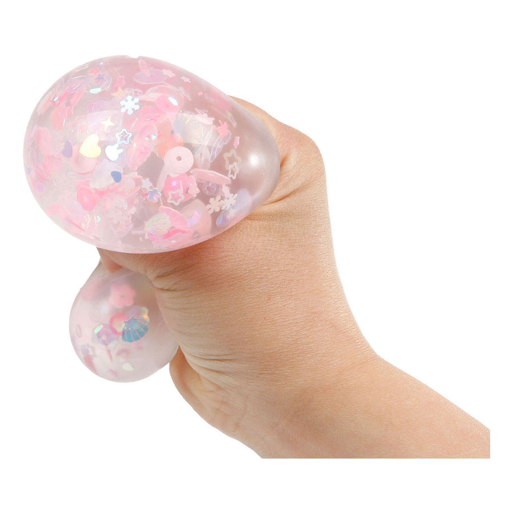 Glamour squeeze knijpbal bloem en glitters, 6cm