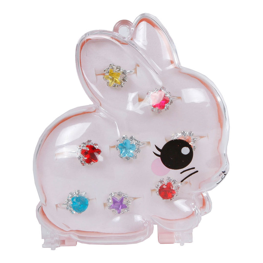 Children's rings in rabbit jewelry box, 8 pcs.