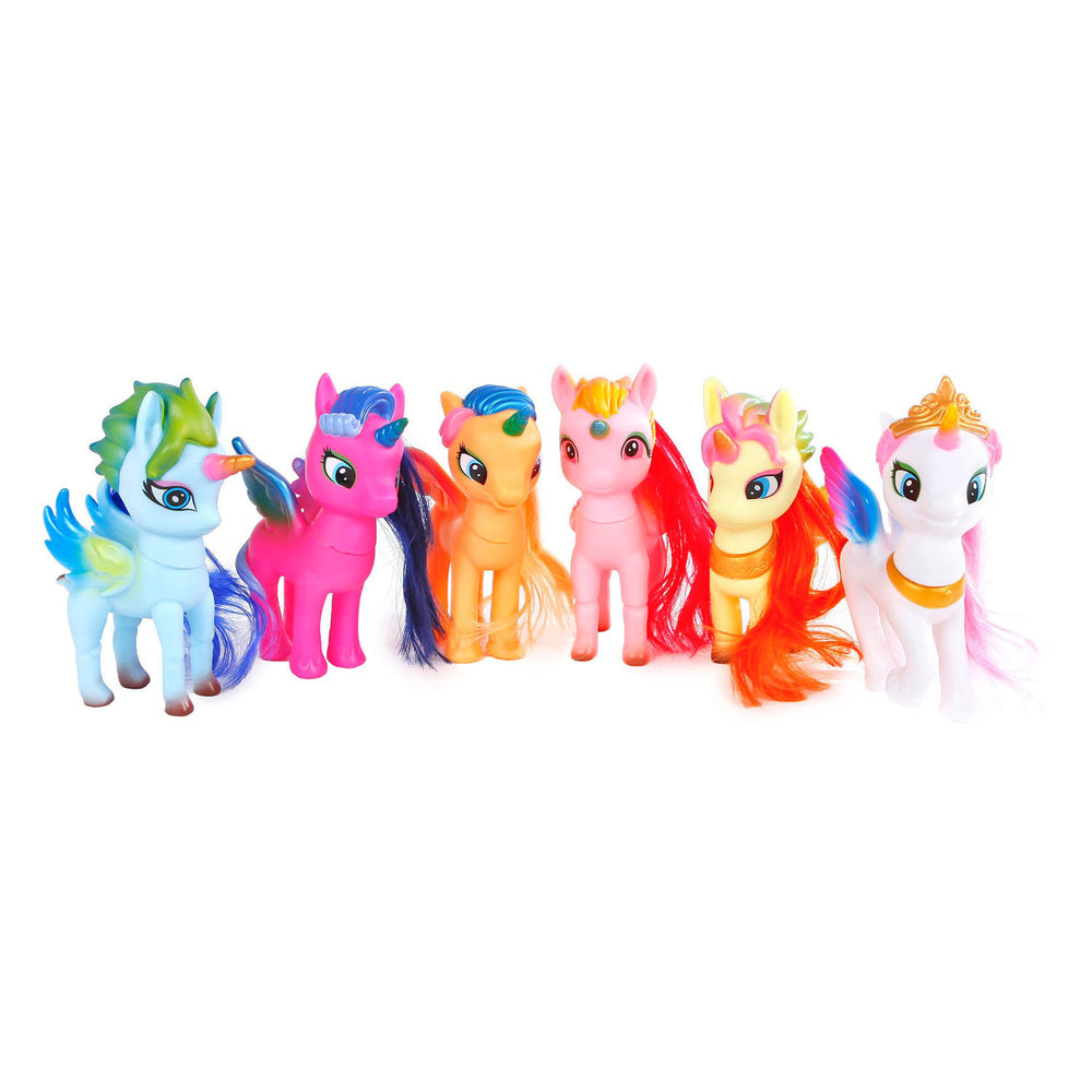 Eenhoorn speelfiguur met haar en draaibaar hoofd, 14cm