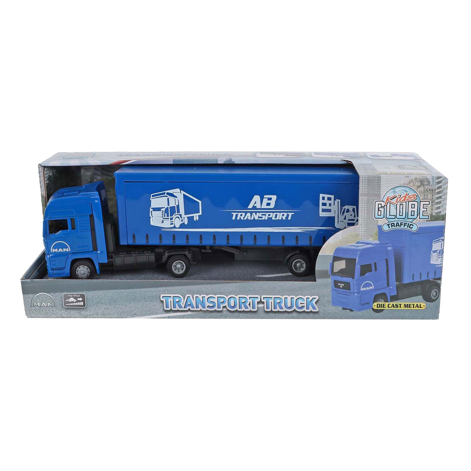 Kinder globe man vrachtwagen met oplegger 30cm