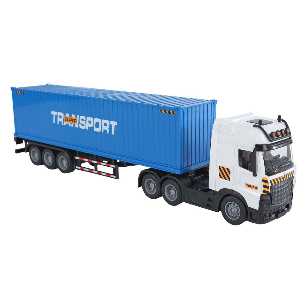 2-play vrachtwagen met oplegger frictie licht en geluid 38cm
